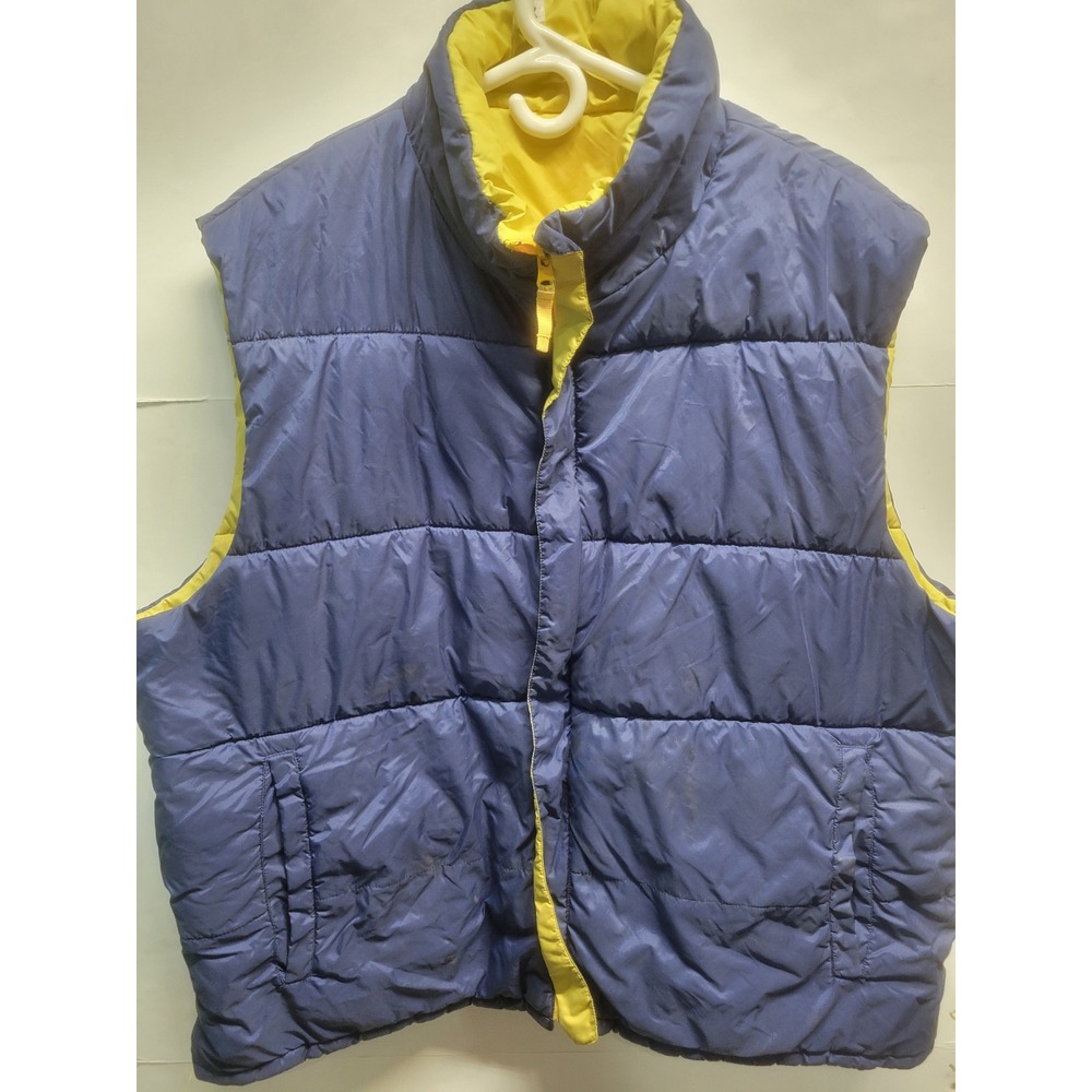 Athletic Works Reversible Puffer Vest Mens XL Blue Yellow Quilted AW35S506